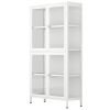 Four Glass Door Storage Cabinet with Adjustable Shelves and Feet Cold-Rolled Steel Sideboard Furniture for Living Room Kitchen White