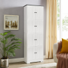 Tall Storage Cabinet with 8 Doors and 4 Shelves, Wall Storage Cabinet for Living Room, Kitchen, Office, Bedroom, Bathroom, White