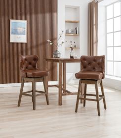 COOLMORE Bar Stools Set of 2 Counter Height Chairs with Footrest for Kitchen, Dining Room And 360 Degree Swivel