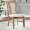 Transitional Set of 2 Side Chairs Natural Tone And Beige Solid wood Chair Padded Leatherette Upholstered Seat Kitchen Dining Room Furniture