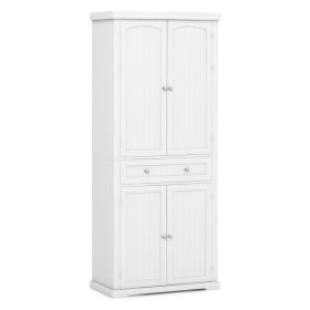 72 Inch Freestanding Kitchen Pantry Cabinet 4 Doors Storage Cupboard Shelves Drawer