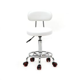 Round Shape Adjustable Salon Stool with Back and Line White Anti-rust Chair