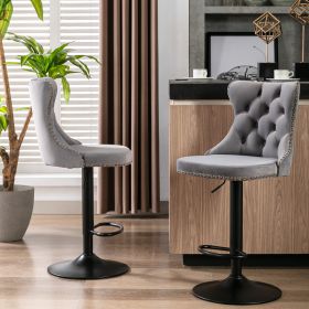 Modern Upholstered Bar Stools with Backs Comfortable Tufted for Home Pub and Kitchen Island(Gray; Set of 2)