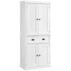 72" Kitchen Pantry, Tall Storage Cabinet, Freestanding Cupboard with Drawer, Doors and Adjustable Shelves, White