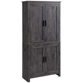 64" 4-Door Kitchen Pantry, Freestanding Storage Cabinet with 3 Adjustable Shelves for Kitchen, Dining or Living Room, Grey