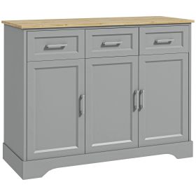 Sideboard Buffet Cabinet with 3 Storage Drawers, Kitchen Cabinet Coffee Bar Cabinet with Adjustable Shelf for Living Room, Gray