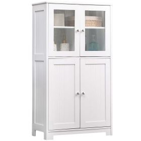 Bathroom Storage Cabinet, Wooden Free-Standing Floor Cabinet for Kitchen/Living Room/Bathroom Use