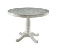 White Color Round Dining Table w Faux Marble Top Solid wood Classic Dining Room 1pc Table Only