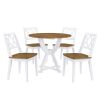 Mid-Century 5-Piece Round Dining Table Set with Trestle Legs and 4 Cross Back Dining Chairs