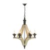 6 - Light Wood Chandelier, Hanging Light Fixture with Adjustable Chain for Kitchen Dining Room Foyer Entryway, Bulb Not Included