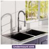 33x22Inch Double Bowl Topmount Gunmetal Black Kitchen Sink 18Gauge Stainless Steel With Black Spring Neck Faucet