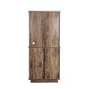 Freestanding Rustic Kitchen Buffet with Hutch, Pantry Storage Cabinet with Sliding Barn Door, Adjustable Shelf