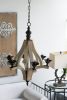 6 - Light Wood Chandelier, Hanging Light Fixture with Adjustable Chain for Kitchen Dining Room Foyer Entryway, Bulb Not Included