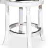 30" Bar Stool, White Finish, Black Leather Seat