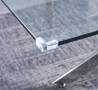 Modern Glass Table for Dining Room/Kitchen, 0.39" Thick Tempered Glass Top, Chrome Stainless Steel Base