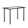 5 Pieces Dining Table Set for 4, Kitchen Room Tempered Glass Dining Table, 4 Chairs, Black, Table legs are silvery