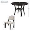 TREXM 5-Piece Kitchen Dining Table Set Round Table with Bottom Shelf, 4 Upholstered Chairs for Dining Room(Espresso)