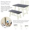 TOPMAX Farmhouse 4-Piece Dining Table Set Solid Wood Kitchen Table Set with Bench for Small Places,Grey+Butter Milk