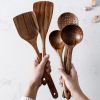 Thailand Teak Natural Wood Tableware Spoon Ladle Turner Long Rice Colander Soup Skimmer Cooking Spoons Scoop Kitchen Tool Set