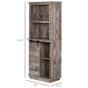 Freestanding Rustic Kitchen Buffet with Hutch, Pantry Storage Cabinet with Sliding Barn Door, Adjustable Shelf, Vintage Wood