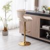 Bar Stools With Back and Footrest Counter Height Dining Chairs-Velvet Beige-2PCS/SET