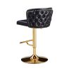 Swivel Barstools Adjusatble Seat Height, Modern PU Upholstered Bar Stools with the whole Back Tufted, for Home Pub and Kitchen Island BLACK, Set of 2