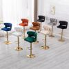 Bar Stools With Back and Footrest Counter Height Dining Chairs-Velvet Beige-2PCS/SET