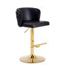 Swivel Barstools Adjusatble Seat Height, Modern PU Upholstered Bar Stools with the whole Back Tufted, for Home Pub and Kitchen Island BLACK, Set of 2