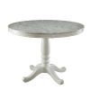 White Color Round Dining Table w Faux Marble Top Solid wood Classic Dining Room 1pc Table Only