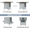 TOPMAX Farmhouse Wood Counter Height 5-Piece Dining Table Set with Drop Leaf, Kitchen Set with Wine Rack and Drawers for Small Places, Cherry+Gray