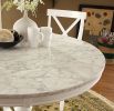 White Color Round Dining Table w Faux Marble Top Solid wood Classic Dining Room 1pc Table Only