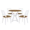 Mid-Century 5-Piece Round Dining Table Set with Trestle Legs and 4 Cross Back Dining Chairs