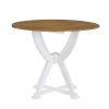 Mid-Century 5-Piece Round Dining Table Set with Trestle Legs and 4 Cross Back Dining Chairs