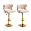 Bar Stools With Back and Footrest Counter Height Dining Chairs-Velvet Beige-2PCS/SET