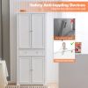 72 Inch Freestanding Kitchen Pantry Cabinet 4 Doors Storage Cupboard Shelves Drawer