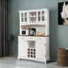 Kitchen Storage Cabinet Cupboard with Wine Rack and Drawers