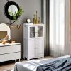 Bathroom Storage Cabinet, Wooden Free-Standing Floor Cabinet for Kitchen/Living Room/Bathroom Use