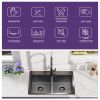 33x22Inch Double Bowl Topmount Gunmetal Black Kitchen Sink 18Gauge Stainless Steel With Black Spring Neck Faucet