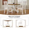 TOPMAX Mid-Century Solid Wood 5-Piece Round Dining Table Set, Kitchen Table Set with Upholstered Chairs for Small Places, Walnut Table+Beige Chair