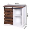 Living Room Wooden White Storage Cabinet with Sliding Barn Door, 31.5 x 15.35 x 32 inches