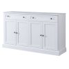 TREXM Kitchen Sideboard Storage Buffet Cabinet with 2 Drawers & 4 Doors Adjustable Shelves for Dining Room, Living Room (White)