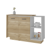 York 2 Piece Kitchen Set, Kitchen Island + Pantry , White /Light Oak