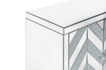 Storage Cabinet with Mirror Trim and M Shape Design, Silver,for Living Room, Dining Room, Entryway, Kitchen