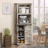 Freestanding Rustic Kitchen Buffet with Hutch, Pantry Storage Cabinet with Sliding Barn Door, Adjustable Shelf, Vintage Wood