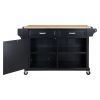 Cambridge Natural Wood Top Kitchen Island with Storage