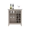 Bar Cabinet Castle, One Open Shelf, Six Wine Cubbies, Light Gray Finish