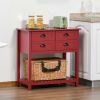 Coffee Bar Cabinet, Sideboard Buffet Cabinet, Kitchen Cabinet with 4 Drawers and Slatted Bottom Shelf for Kitchen, Living Room, Red