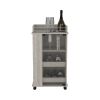 Bar Cart with Two-Side Shelves Beaver, Glass Door and Upper Surface, Light Gray Finish