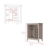 Bar Cabinet Castle, One Open Shelf, Six Wine Cubbies, Light Gray Finish