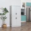 70" Kitchen Pantry, Tall Freestanding Storage Cabinet, 6-tier Shelving with 2 Adjustable Shelves and 4 Doors for Dining Room, Gray